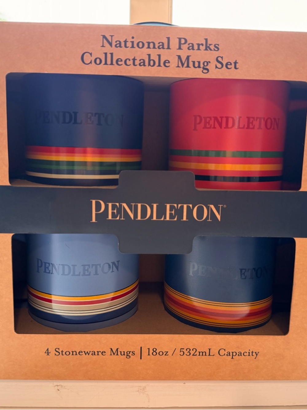 Pendleton Multicolor Striped National Parks Mug Set - Blue & Red